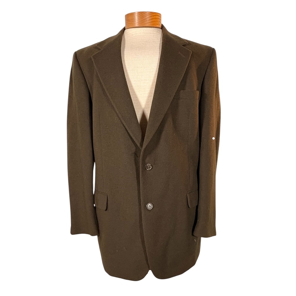 90s Brooks Brothers Green 100% Camel Hair‎ Blazer Men's 44L Preppy Dark Academia